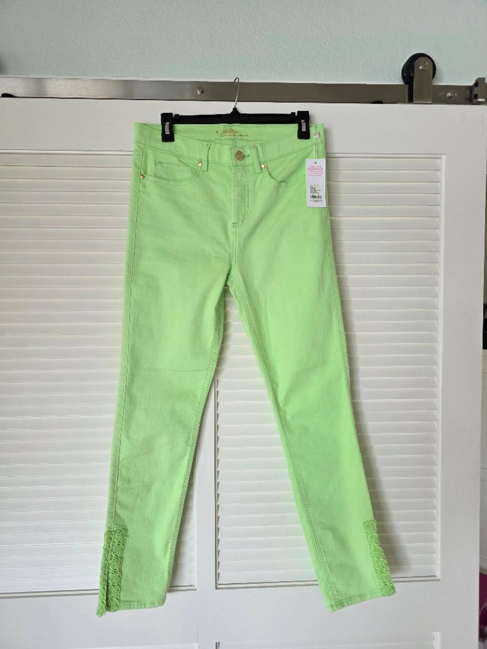 Lilly Pulitzer South Ocean High Rise Pistachio Slim Fit Jeans, Size 8, NWT